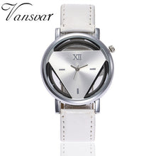 Load image into Gallery viewer, Vansvar New Arrival Fashion Women Silver Triangle Watch Casual Transparent Hollow Leather Quartz Watches Relogio Feminino 933
