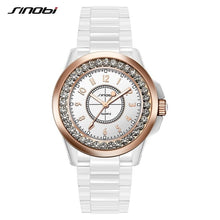 Load image into Gallery viewer, SINOBI Fashion Women Diamonds Wrist Watches Imitation Ceramics Watchband Top Luxury Brand Dress Ladies Geneva Quartz Clock 2019