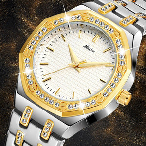 MISSFOX Fashion Watches Women's Expensive 18K Gold Ladies Wrist Watch Women Quartz Classic Analog Diamond Jewelry Hand Watch